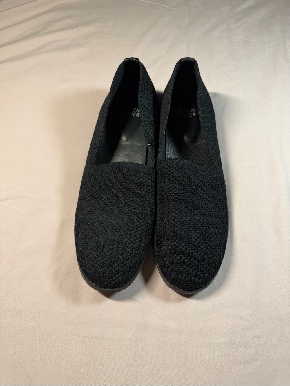 Eileen Fisher Black Stretch Knit Slip-On Flats Loafers Women's Size 10